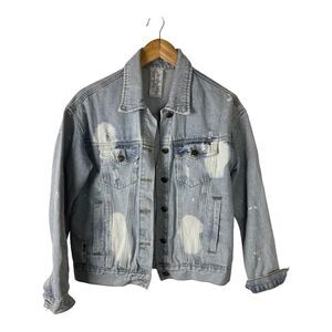 Sadie & Sage Women’s Size Small Blue Jean Distressed Denim Bleached Out Jacket